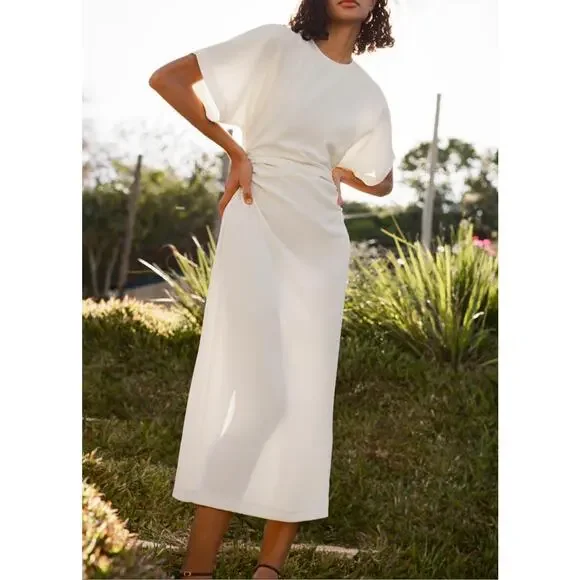 Nwt-Zara- DRAPED FITTED DRESS-Large - Picture 1 of 7